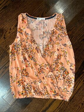 Jolt Peach Floral Ruffle Top